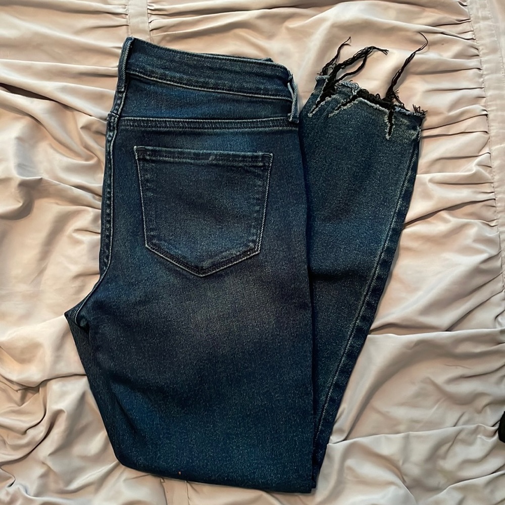 Raw hem skinny ankle jeans